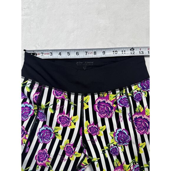 Betsey Johnson Capri Performance Striped Floral Leggings Size Medium - Picture 6 of 8